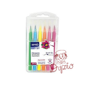 Flamastry pędzelkowe 12 kolorów etui plastikowe SPREE art FLA-58112P-00101