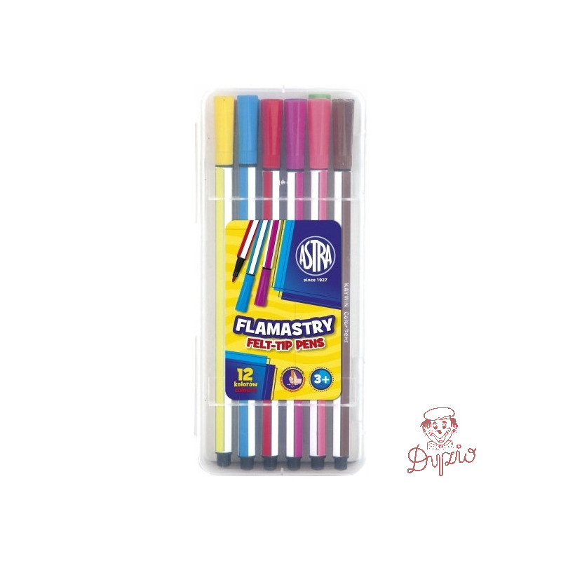 Flamastry heksagonalne 12 kolorów pisaki w plastikowym pudełku 314115001 ASTRA