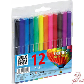 Flamastry FRIENDS fibre pens 12kolorów 160-1382 GRAND