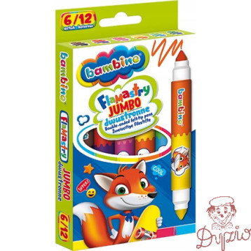Flamastry dwustronne Jumbo Zestaw 6 sztuk 12 kolorów Pisaki Mazaki BAMBINO St.Majewski