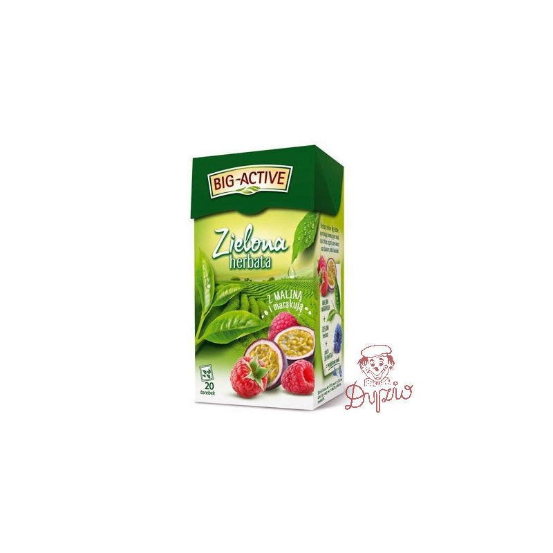 Herbata BIG-ACTIVE zielona (20 torebek) MALINA-MARAKUJA