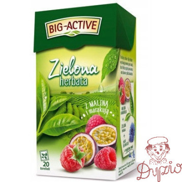 Herbata BIG-ACTIVE zielona (20 torebek) MALINA-MARAKUJA