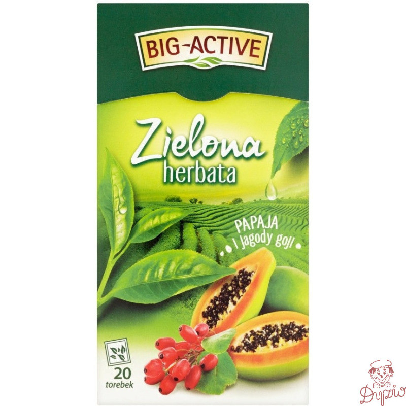 Herbata BIG-ACTIVE zielona (20 torebek) PAPAJA-JAGODY GOJI