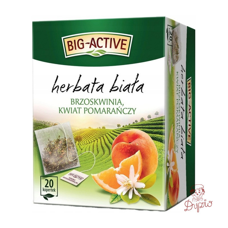 Herbata BIG-ACTIVE biała (20 torebek) Brzoskwinia i kwiat pomarańczy