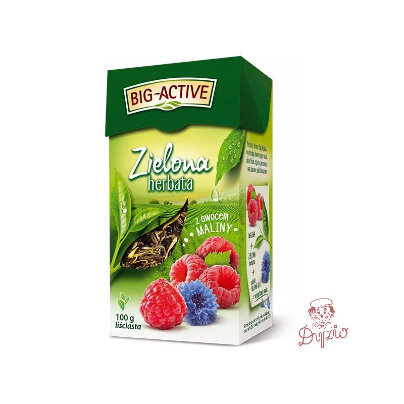 Herbata BIG-ACTIVE zielona liściasta 100g z owocem maliny