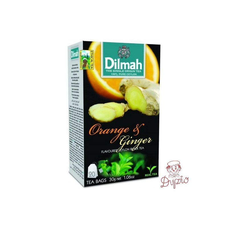 Herbata DILMAH (20 torebek) czarna z aromatem Pomarańczy i Imbiru
