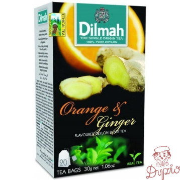 Herbata DILMAH (20 torebek) czarna z aromatem Pomarańczy i Imbiru