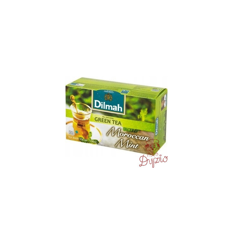 Herbata DILMAH (20 torebek) zielona z liśćmi mięty MOROCCAN GREEN TEA