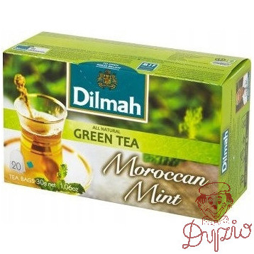 Herbata DILMAH (20 torebek) zielona z liśćmi mięty MOROCCAN GREEN TEA