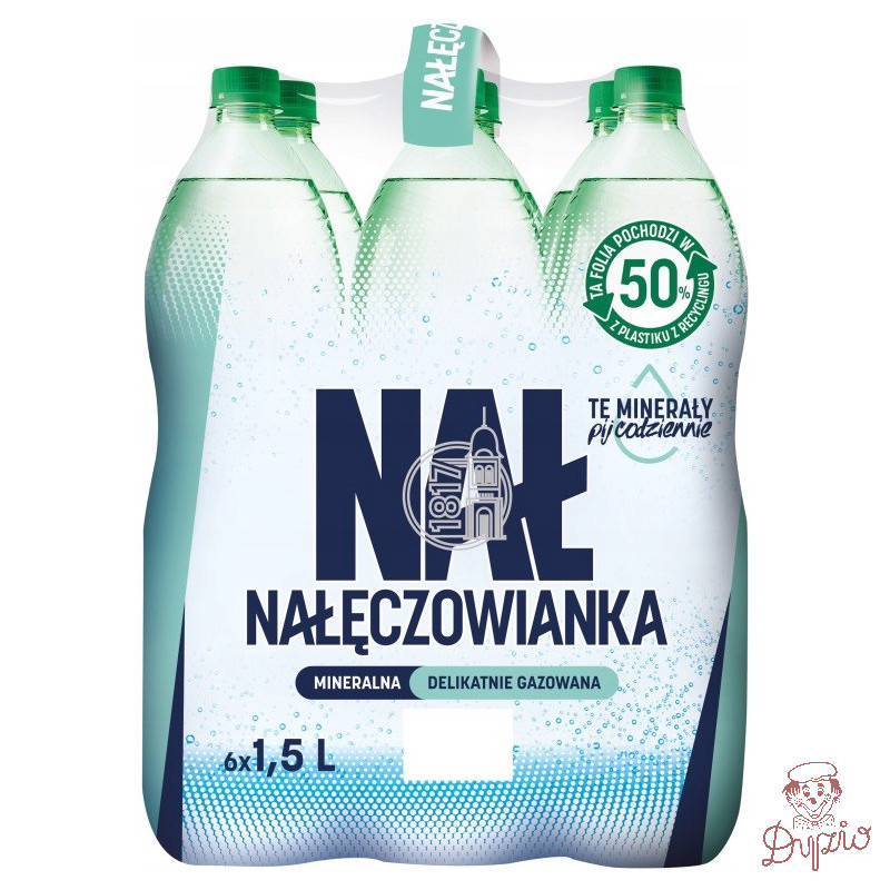 Woda mineralna NAŁĘCZOWIANKA 1,5L (6szt) delikatnie gazowana z kaucją