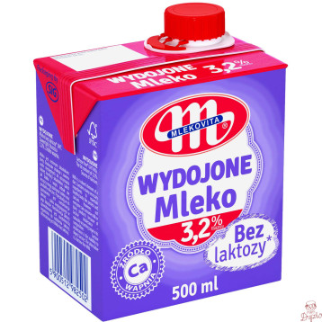 Mleko MLEKOVITA WYDOJONE UHT bez laktozy 3,2% 0.5L