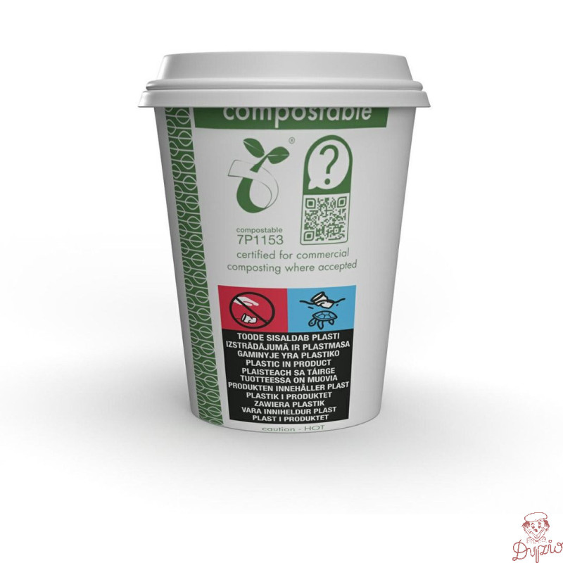 Kubki papierowe Green Leaf 250ml 50 szt. 8oz 100% biodegradowalne LV-8-GR VEGWARE