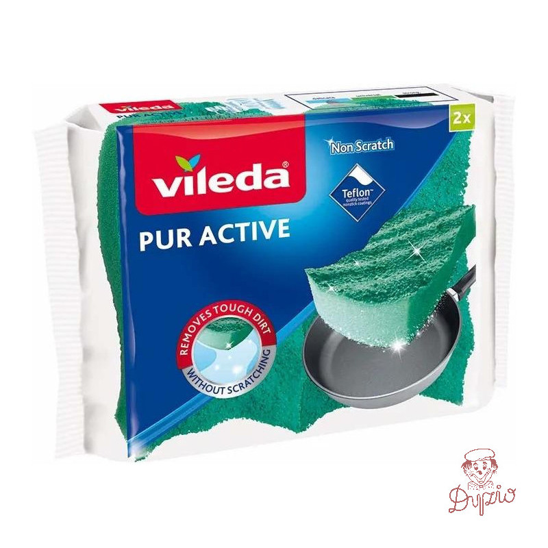 Gąbka VILEDA PUR ACTIVE 7x15cm (2 sztuki) zielona 4031791