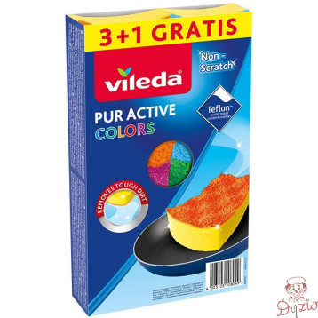 Gąbka VILEDA PUR ACTIVE Colours 7x15cm (3+1 szt) 4kolory 4032052