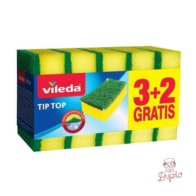 Gąbka do zmywania VILEDA Tip Top 9,5x7cm (3+2 szt) żółta