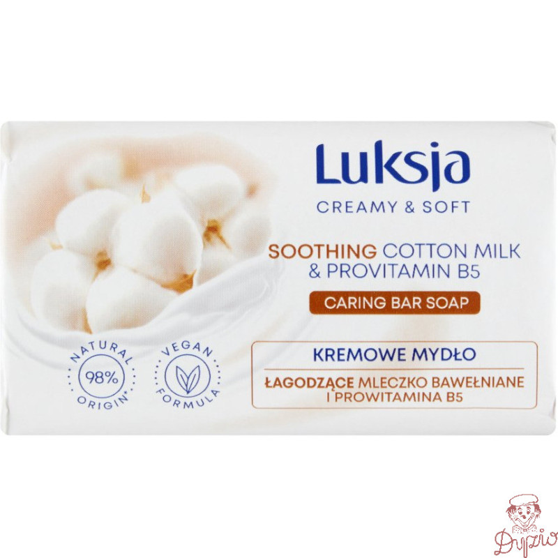 Mydło w kostce LUKSJA 90g o zapachu MLECZKO BAWEŁNIANE I PROWITAMINA B5