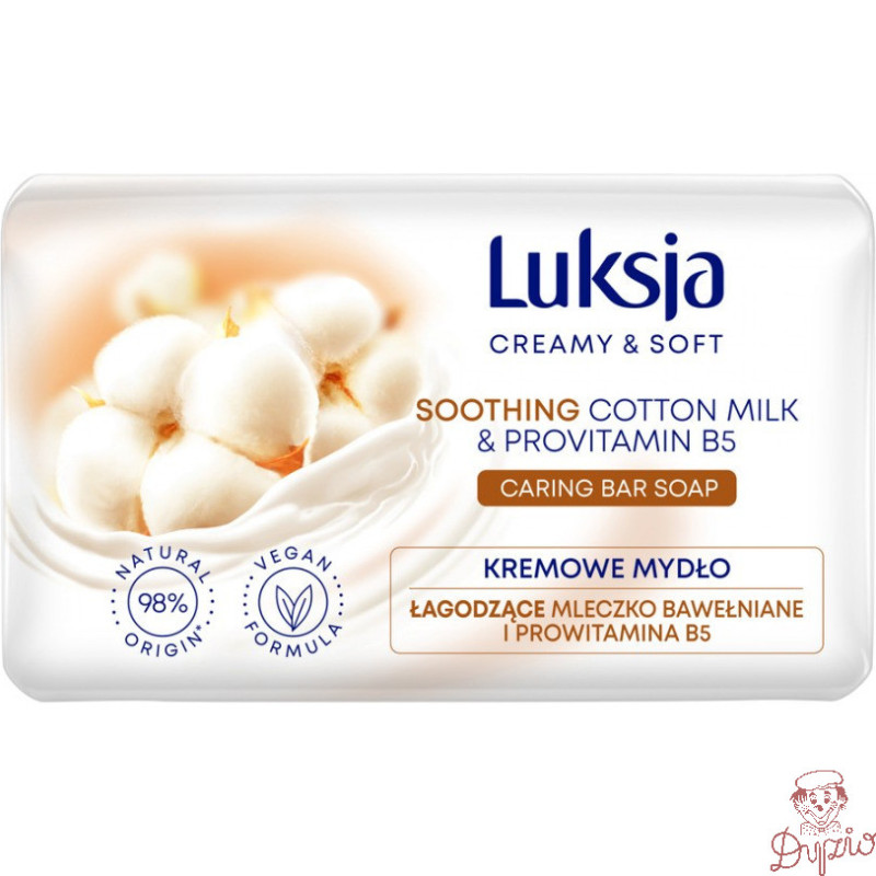 Mydło w kostce LUKSJA 100g o zapachu MLECZKO BAWEŁNIANE I PROWITAMINA B5