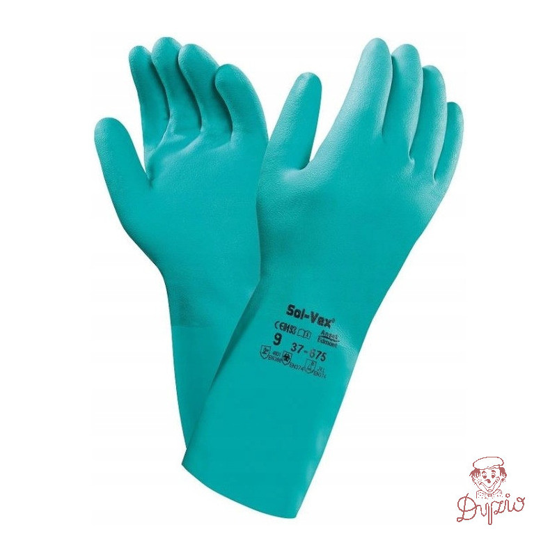 Rękawice ANSELL SOLVEX nitrylowe antystatyczne chemoodporne zielone roz.10/XL