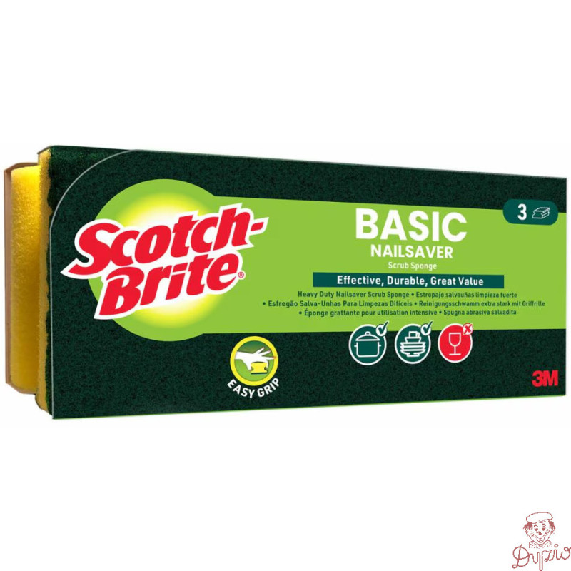 Gąbka do zmywania SCOTCH-BRITE Basic profilowany (3szt.) żółto-zielony 3M-68060502018