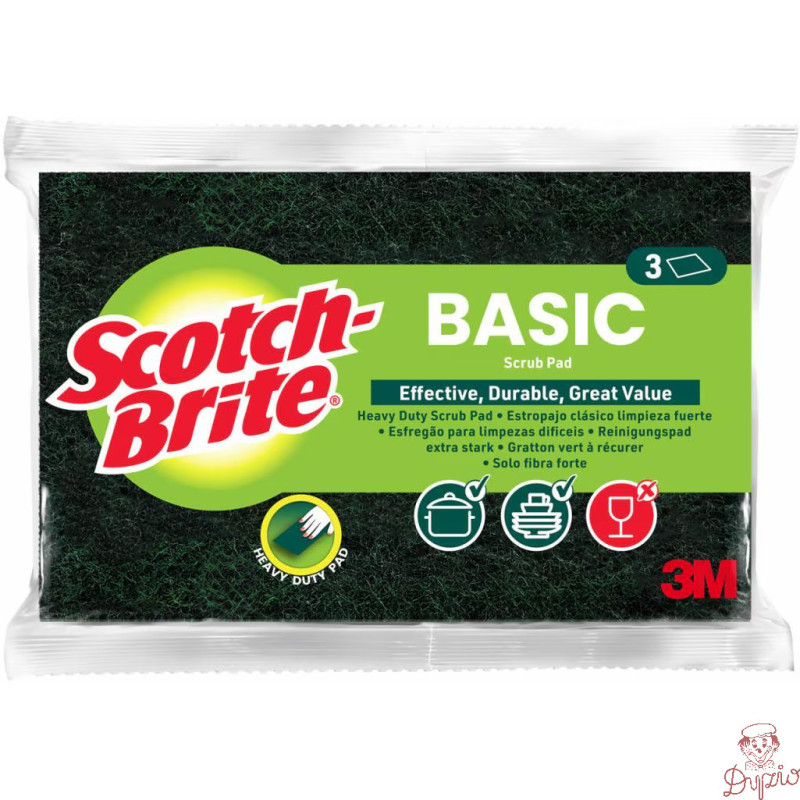 Zmywak do szorowania SCOTH-BRITE Basic włóknina (3szt.) zielony 3M-68060502025