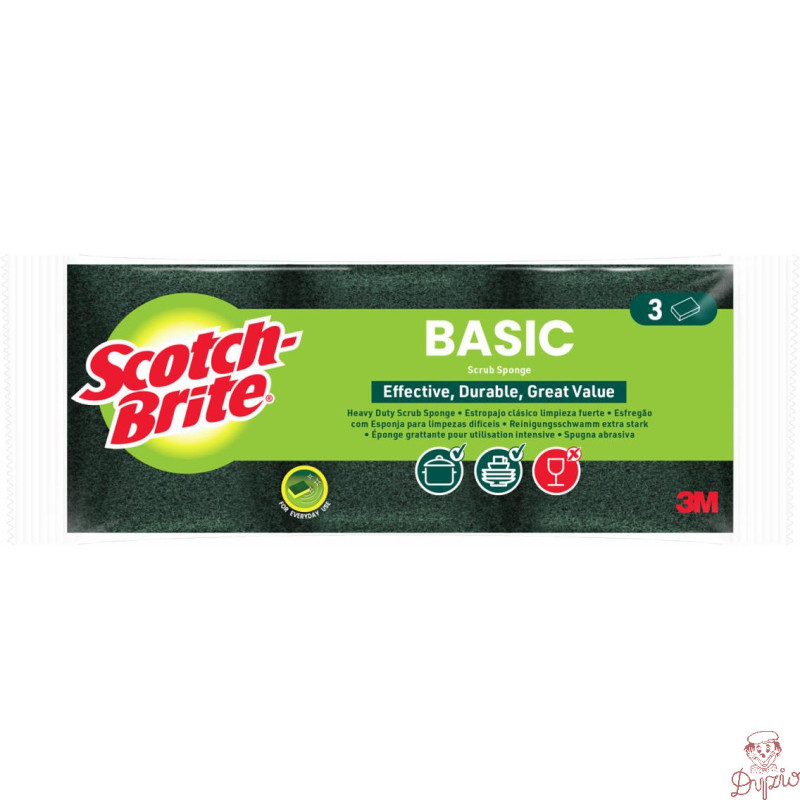 Gąbka do zmywania SCOTCH-BRITE Basic płaski (3szt.) żółto-zielony 3M-68060502001