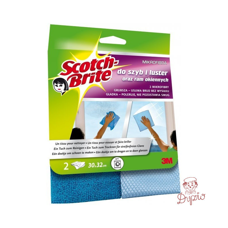 Ścierka z mikrofibry do szyb i luster SCOTCH-BRITE (2sztuki) ciemno/jasnoniebieska 009344274