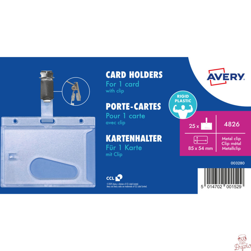 Holder plastikowy na karty 54x85mm (25 sztuk) 4826 AVERY
