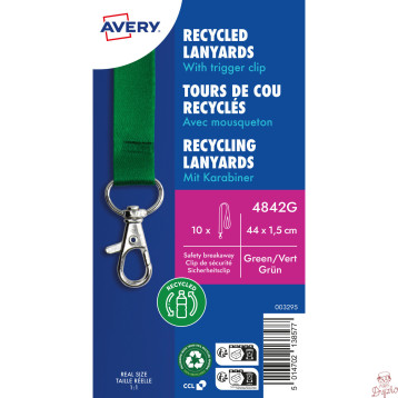 Smycz z karabińczykiem (10 sztuk) 440x15mm zielona 4842G AVERY