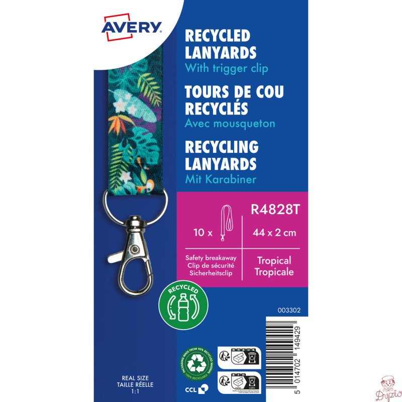 Smycz z karabińczykiem (10 sztuk) 440x20mm tropik R4828T AVERY