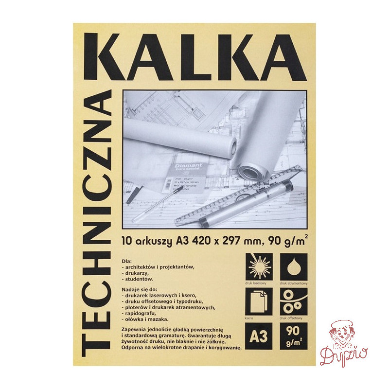 Kalka kreślarska techniczna A3 90g. 10 arkuszy DA3910 KOH-I-NOOR