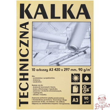 Kalka kreślarska techniczna A3 90g. 10 arkuszy DA3910 KOH-I-NOOR