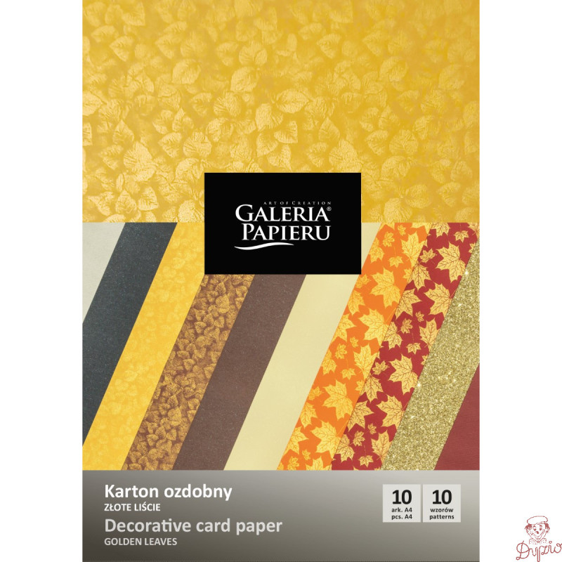 Karton ozdobny A4 ZŁOTE LIŚCIE mix wzorów 210-250g. (10ark.) 208935 Galeria Papieru