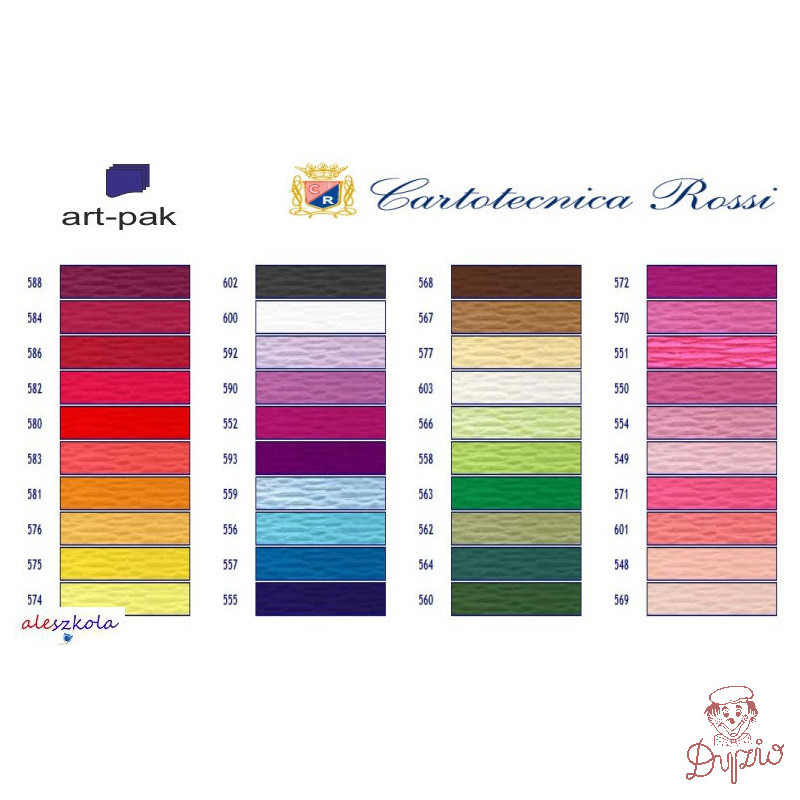 Bibuła karbowana, włoska gruba 180g ciemno czerwony 586 Cartotecnica Rossi