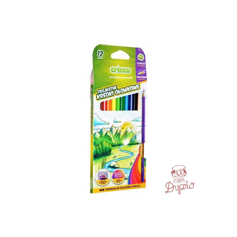 Kredki trójkątne 12kol.mix wzorów CRICCO CR322K12