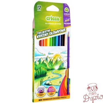 Kredki trójkątne 12kol.mix wzorów CRICCO CR322K12
