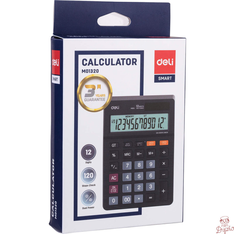 Kalkulator 12-pozycyjny czarny M01320 DELI