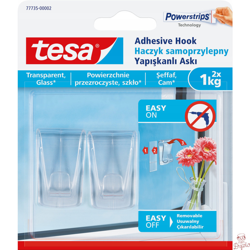 Haczyk dekoracyjny samoprzylepny TESA 1kg. ( 2sztuki) przezroczysty 77735-00002-00 TS
