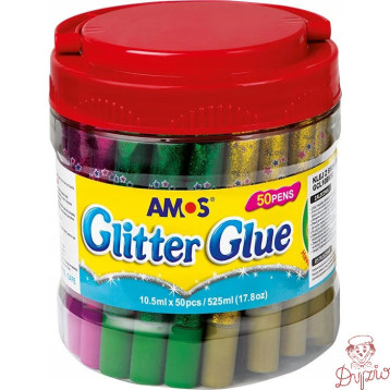 Klej z brokatem AMOS GCL10BK50 10.5ml 6kol-50sztuk w wiaderku 170-2220