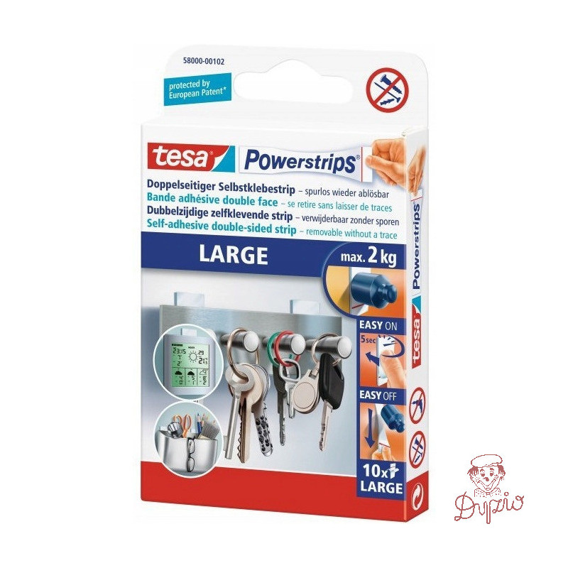 Plastry samoprzylepne TESA POWERSTRIPS duże kpl 10sztuk 58000-00132-01