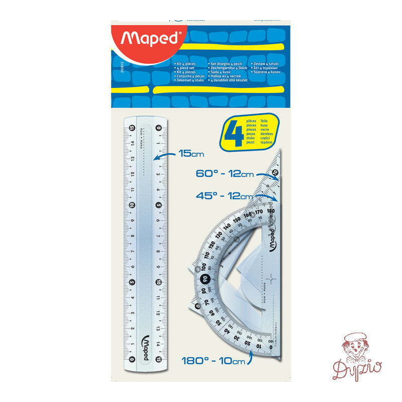 Komplet geometryczny linijka 15cm + 2ekierki +kątomierz 242815 MAPED