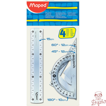 Komplet geometryczny linijka 15cm + 2ekierki +kątomierz 242815 MAPED