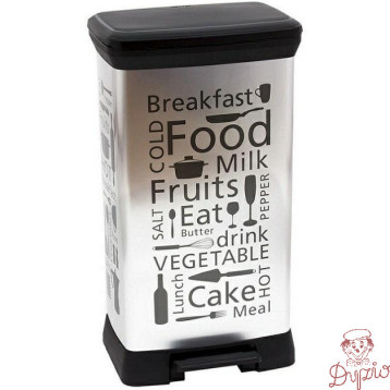 Kosz na śmieci CURVER DECO BIN z pedałem 50L srebrny metalizowany wzór KITCHEN 02162-K07-01 205873