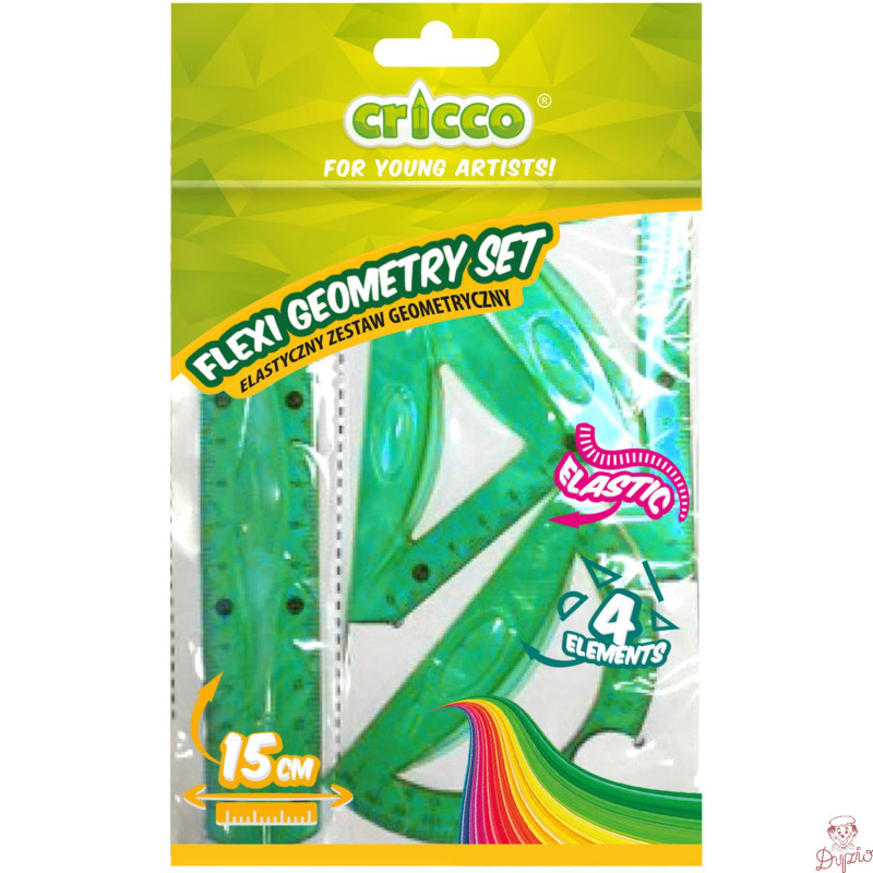 Komplet geometryczny CRICCO FLEXI 4-elementy z linijką 15cm CR615