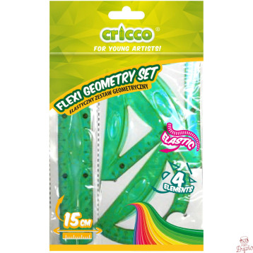 Komplet geometryczny CRICCO FLEXI 4-elementy z linijką 15cm CR615
