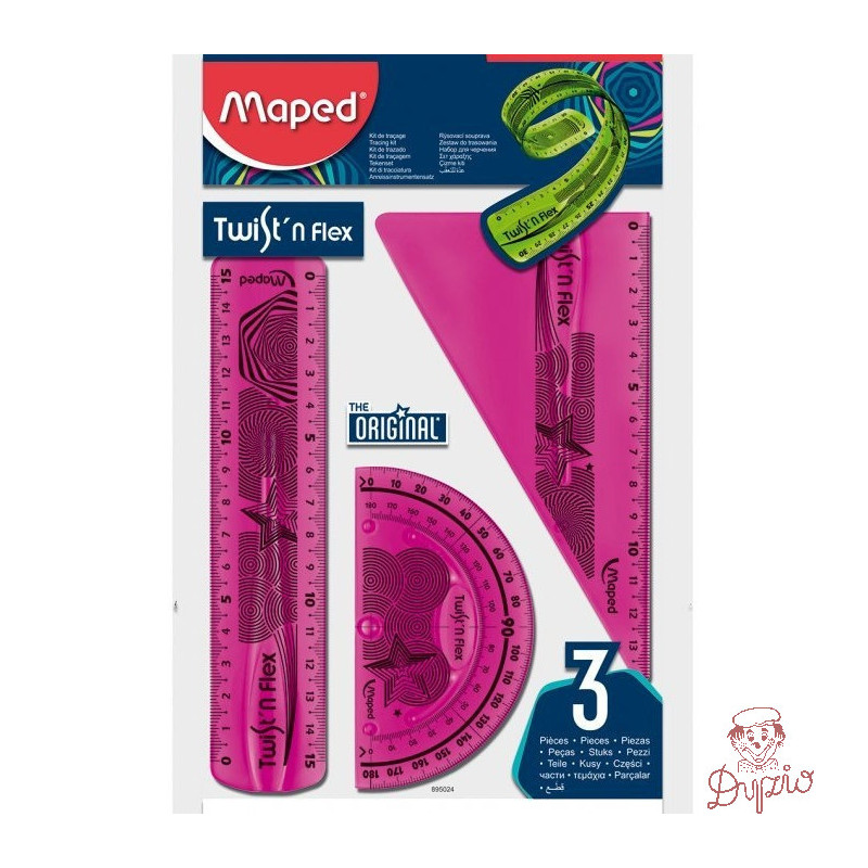 Zestaw linijek niełamliwych 895024 linijka 15cm ekierka kątomierz MAPED