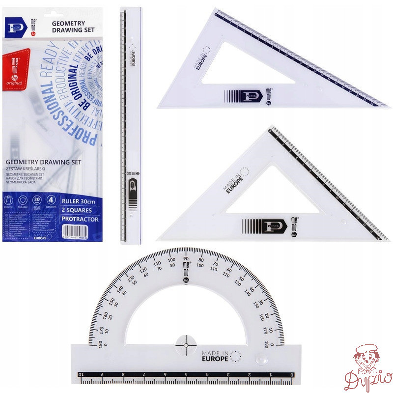 Komplet geometryczny duży z linijką 30cm MK107-00 MEMOBE