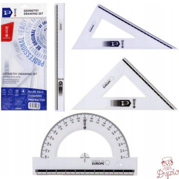Komplet geometryczny duży z linijką 30cm MK107-00 MEMOBE