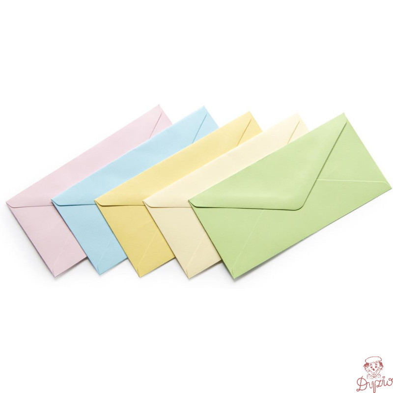 Koperta 80mm x160mm satynowana mix kolor pastel130g. (50szt.) 280498 Galeria Papieru