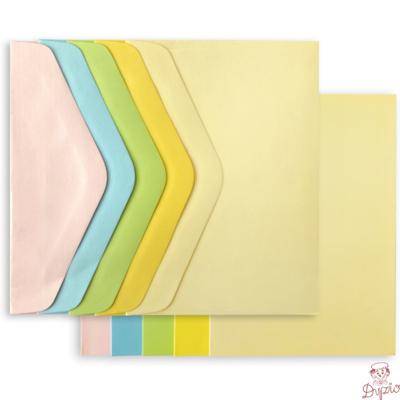 Koperta C6 + karnet Gładki mix pastelowy 5 kolorów 130g. i 210g. 283108 Galeria Papieru