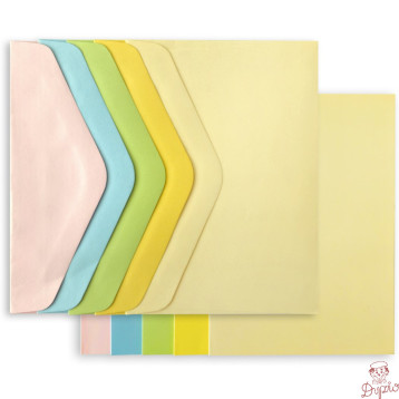 Koperta C6 + karnet Gładki mix pastelowy 5 kolorów 130g. i 210g. 283108 Galeria Papieru
